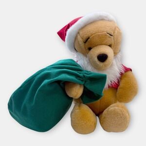 Vintage Winnie‎ the Pooh Santa Claus Plush Disney Christmas Holiday Collectible